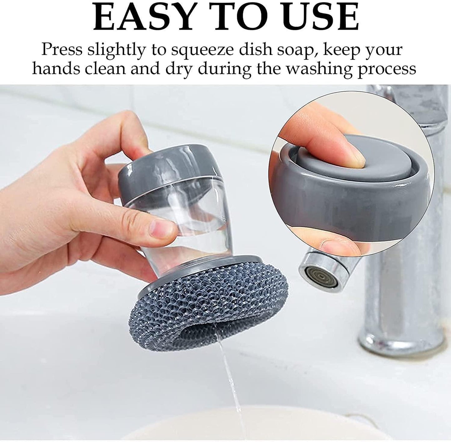 Soap Dispensing Palm Brush (Pack of 2) – Buy 1 Get 1 Free | Effortless Kitchen Cleaning!