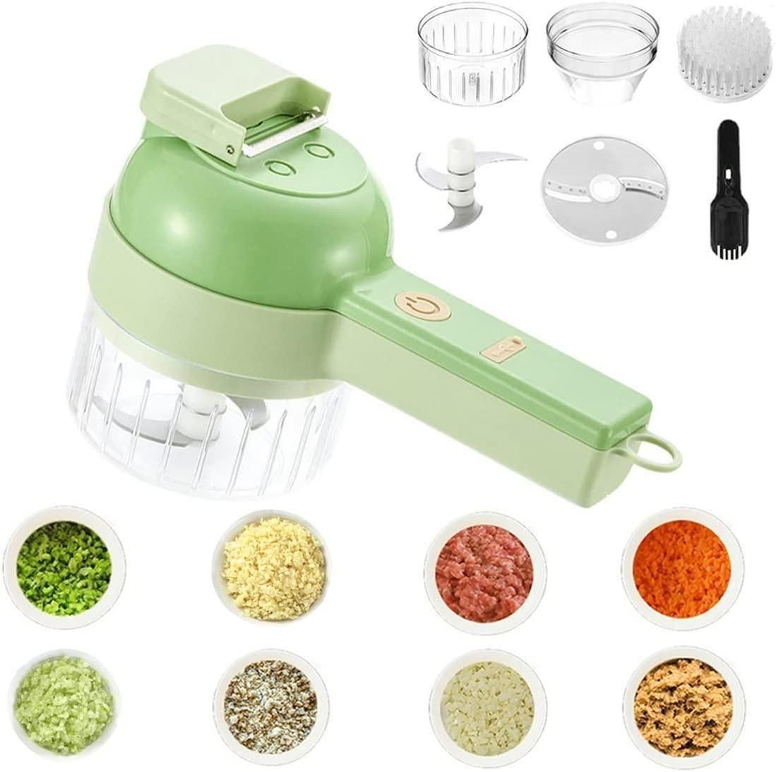 4-in-1 Portable Electric Vegetable Cutter – Wireless Mini Food Processor