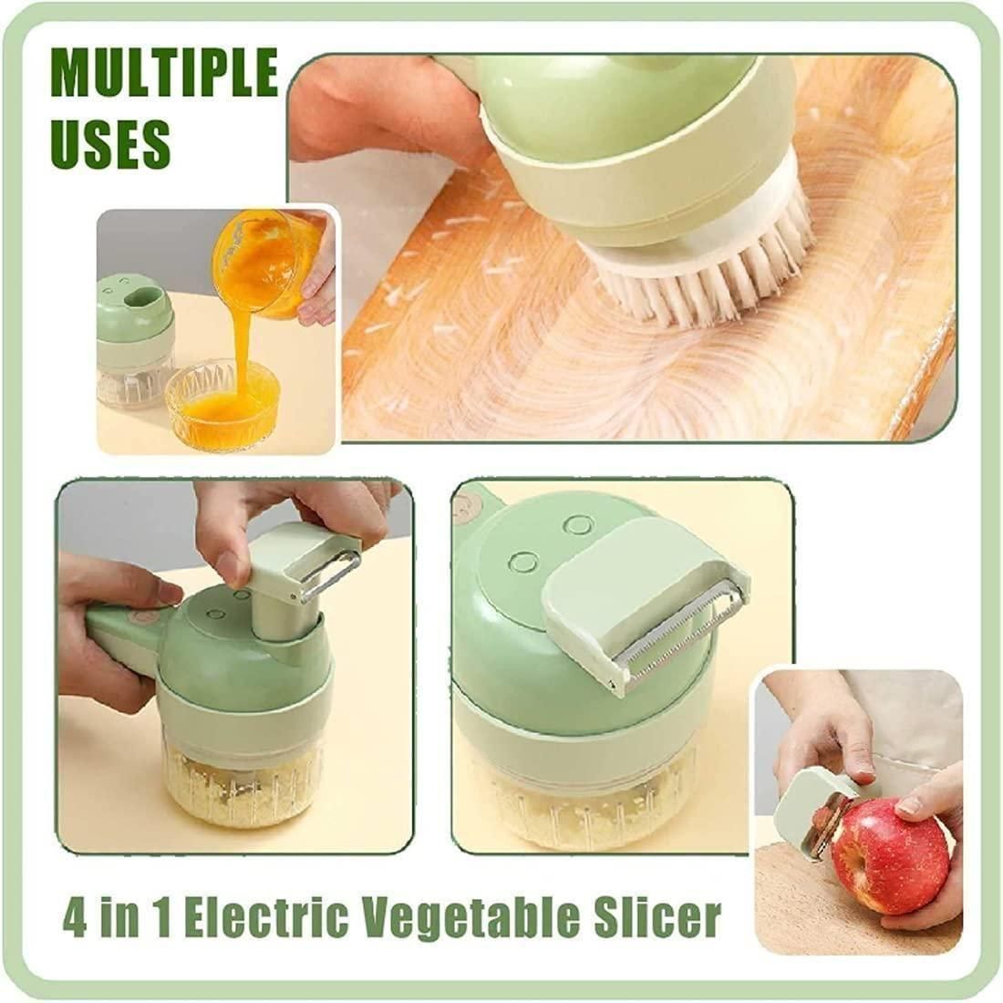 4-in-1 Portable Electric Vegetable Cutter – Wireless Mini Food Processor