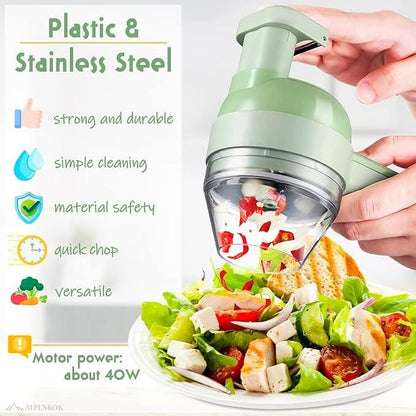 4-in-1 Portable Electric Vegetable Cutter – Wireless Mini Food Processor
