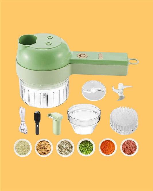 4-in-1 Portable Electric Vegetable Cutter – Wireless Mini Food Processor